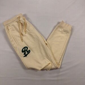 Represent Distressed Sweatpants Cotton Logo Joggers Size M Cream Off-White Mens